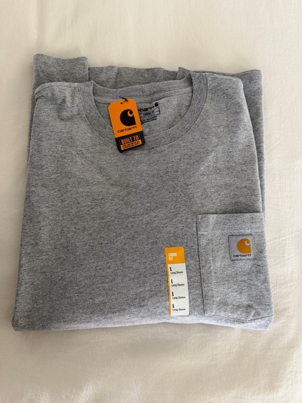 Carhartt Gray Long-Sleeve Pocket Tee - Heather Work Shirt